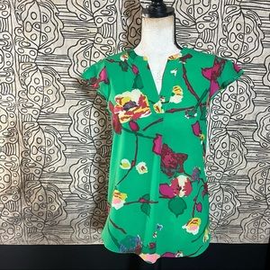 J.crew green flower blouse